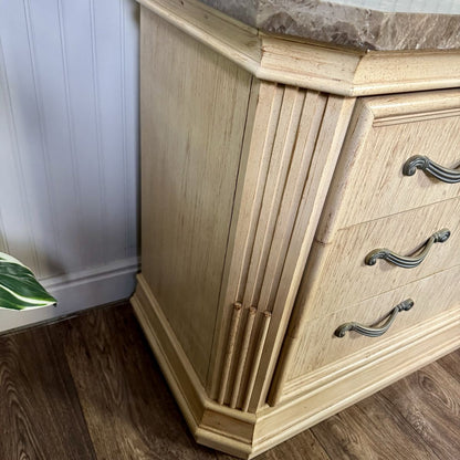 Vintage Bernhardt Neoclassical Revival Marble Top 3-Drawer Nightstands