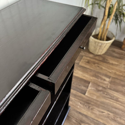 Vintage Black Ebonized Bookshelf with Drawers