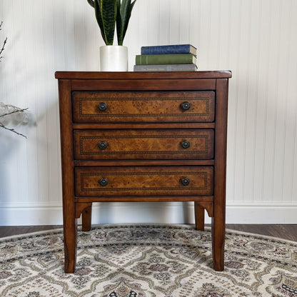 Vintage Burl Inlay Federal Style Nightstand