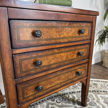 Vintage Burl Inlay Federal Style Nightstand