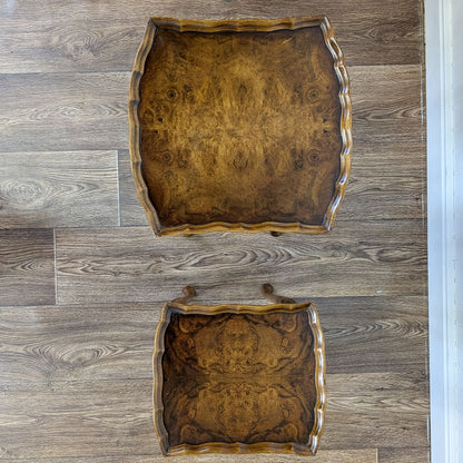 Small Vintage Burl Wood Nesting End Tables