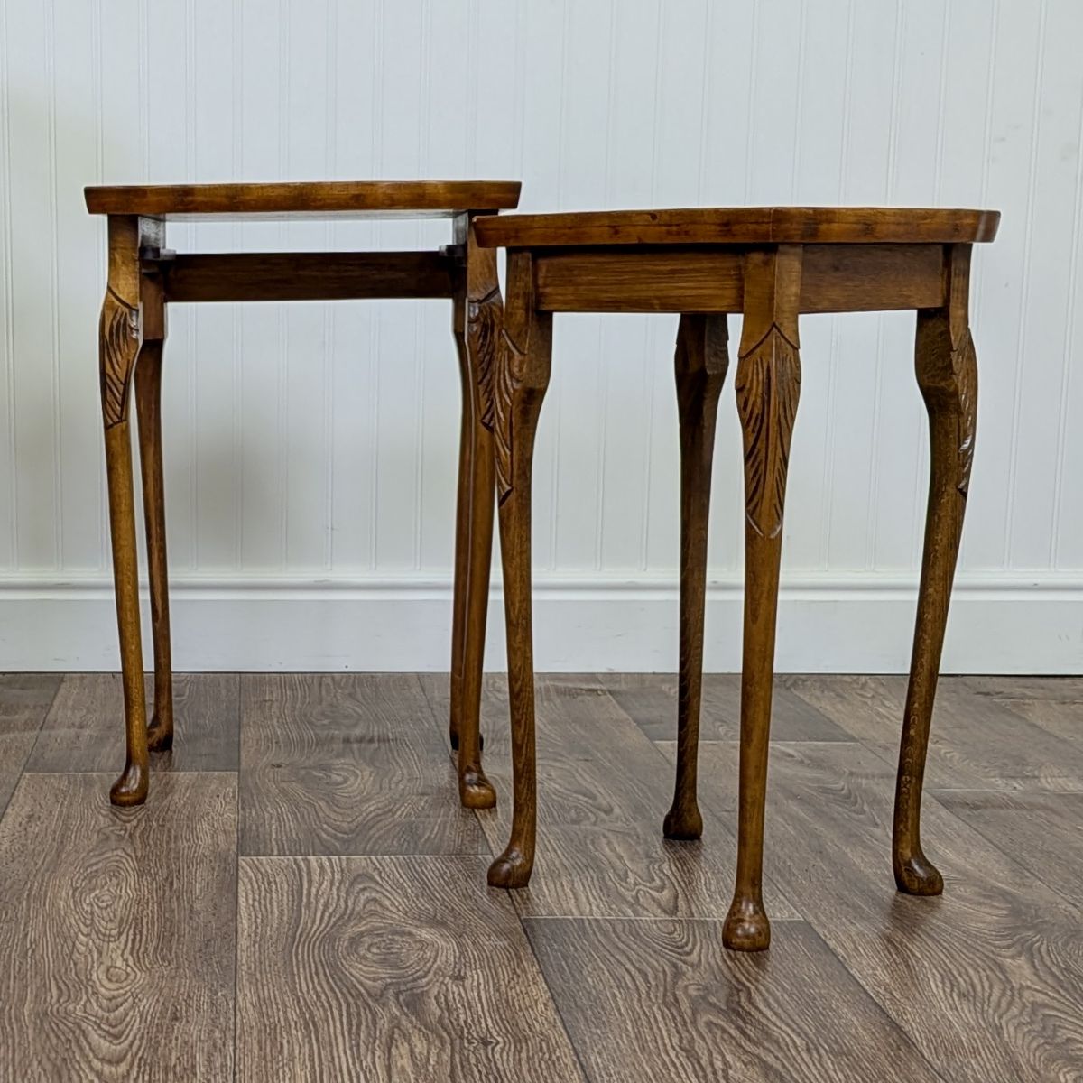 Small Vintage Burl Wood Nesting End Tables