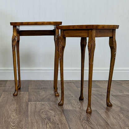 Small Vintage Burl Wood Nesting End Tables