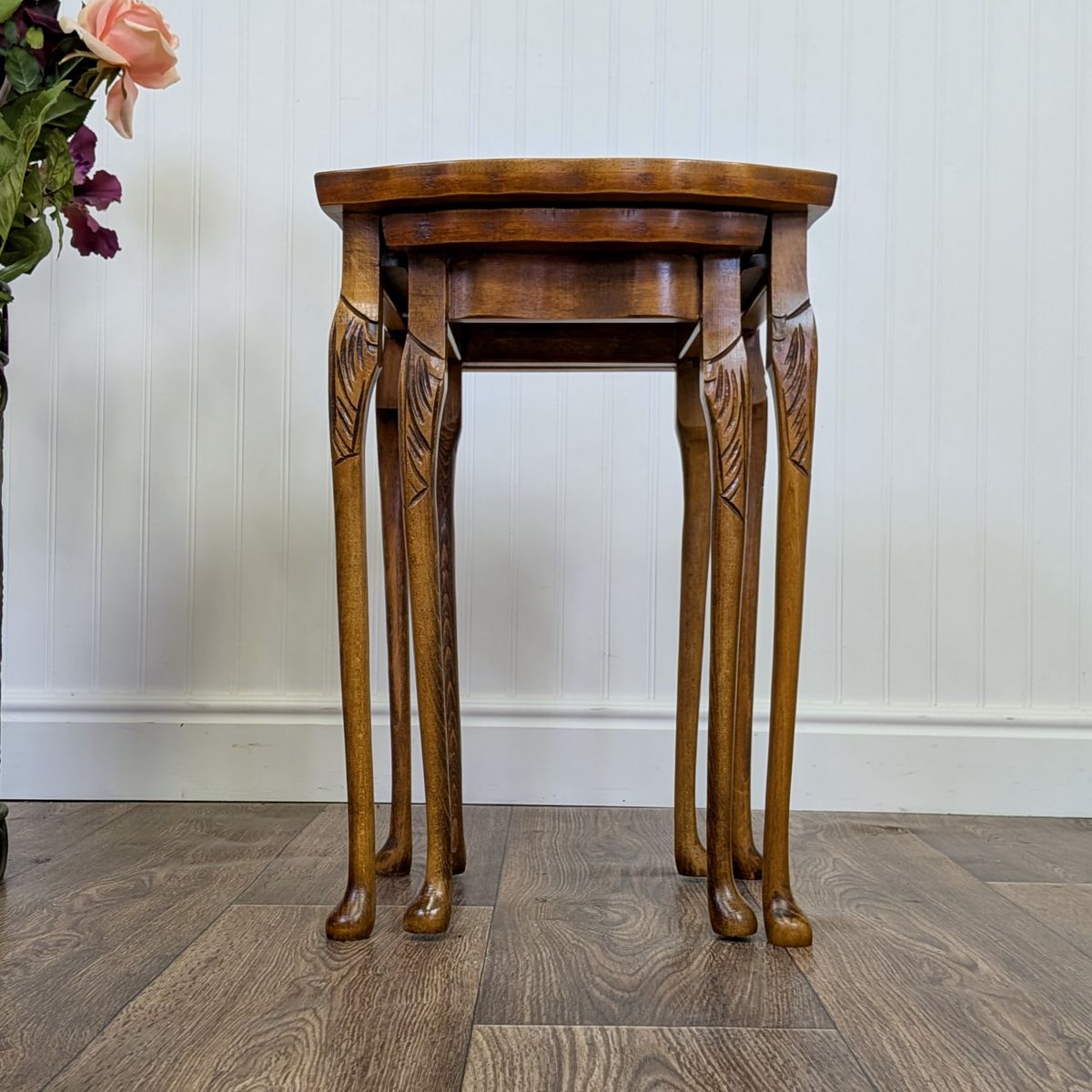 Small Vintage Burl Wood Nesting End Tables