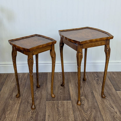 Small Vintage Burl Wood Nesting End Tables