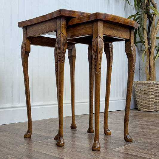 Small Vintage Burl Wood Nesting End Tables