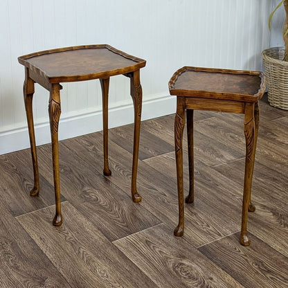 Small Vintage Burl Wood Nesting End Tables