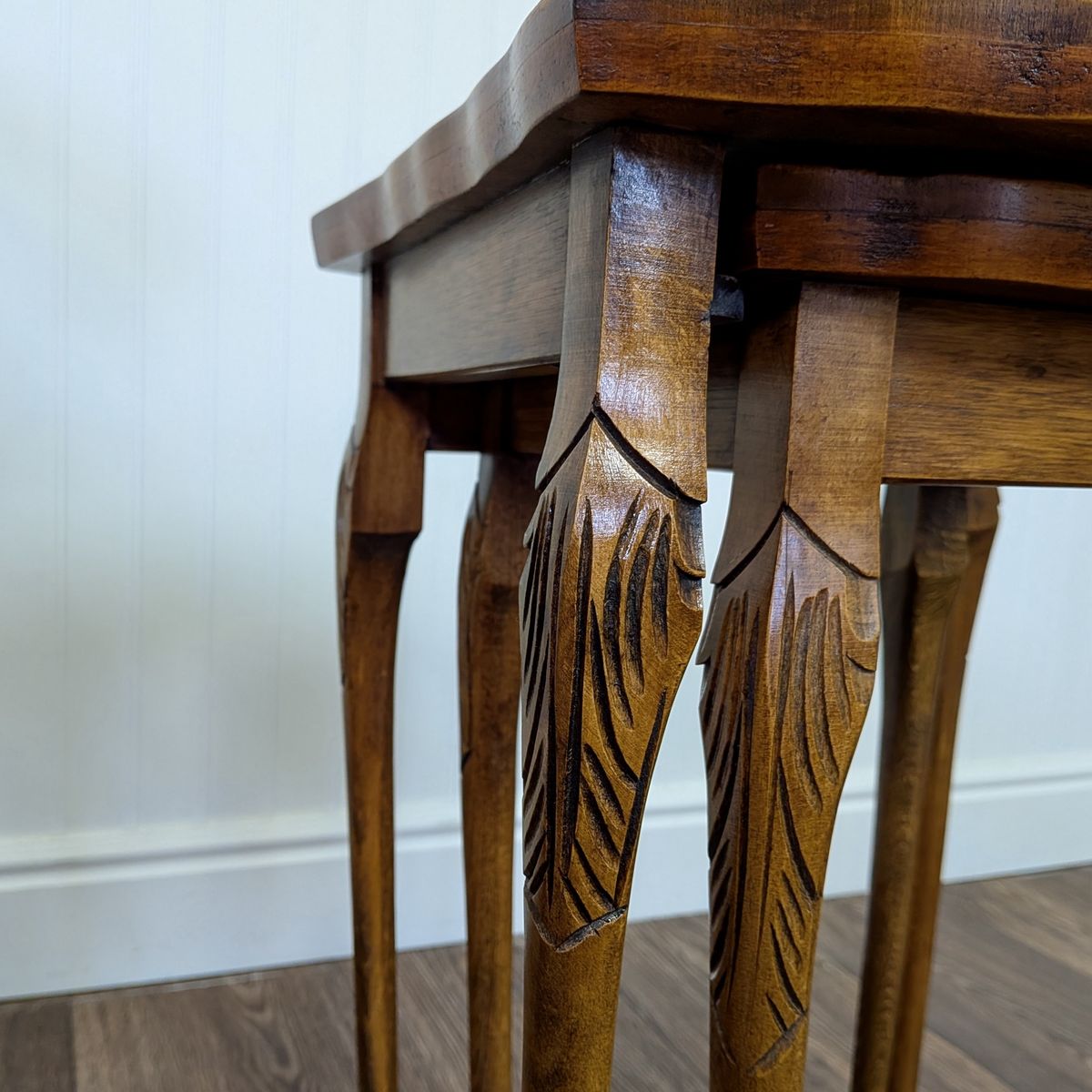 Small Vintage Burl Wood Nesting End Tables