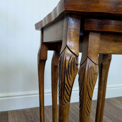 Small Vintage Burl Wood Nesting End Tables