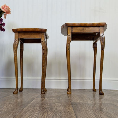 Small Vintage Burl Wood Nesting End Tables
