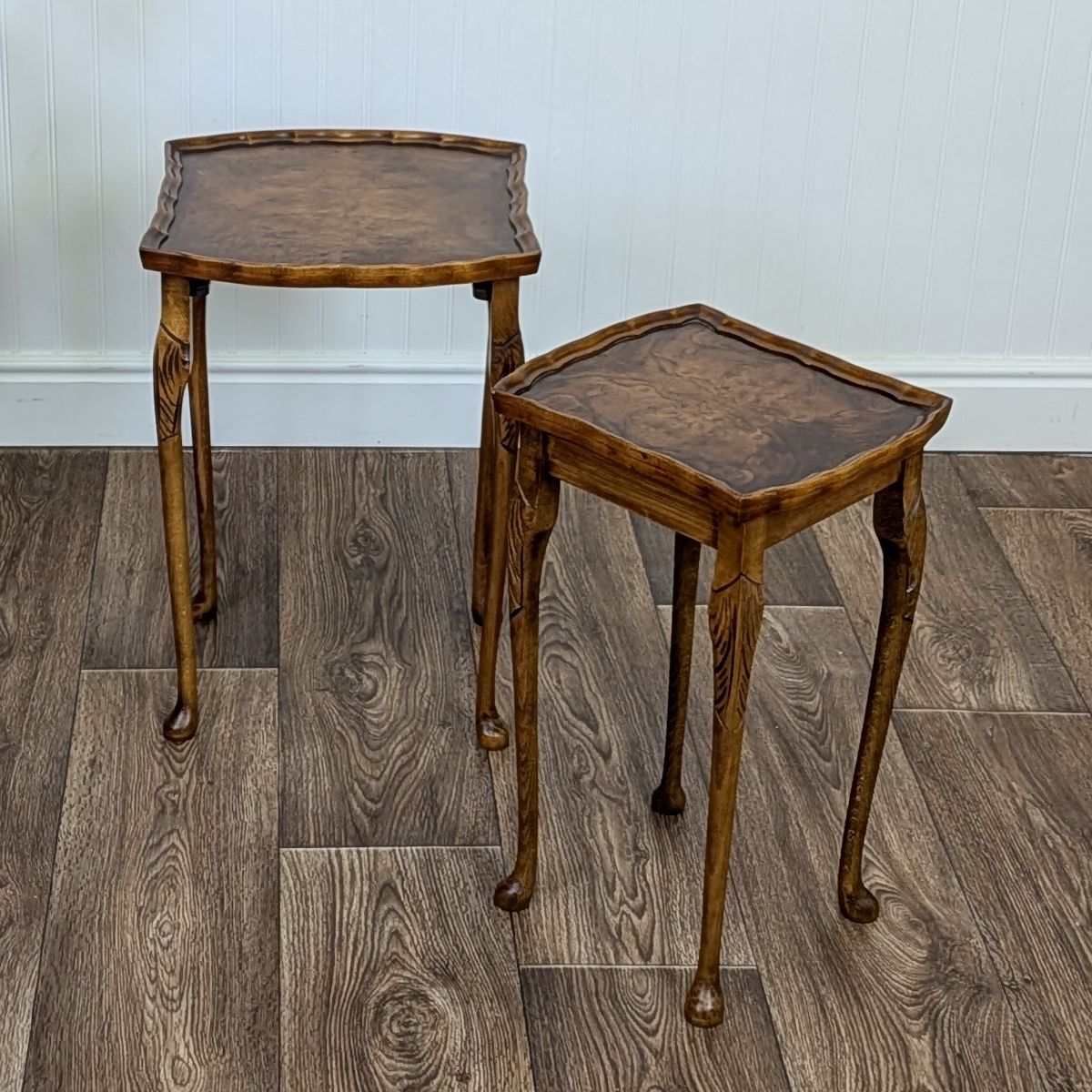 Small Vintage Burl Wood Nesting End Tables