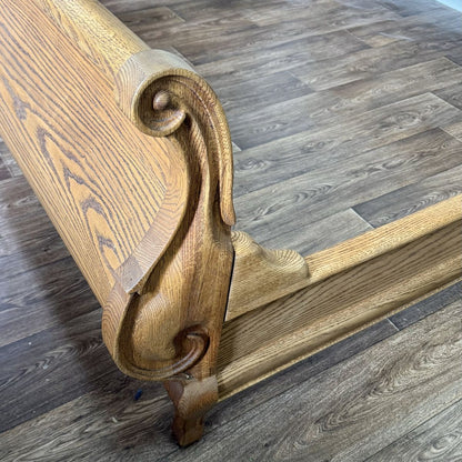 Vintage Carved Oak King Sleigh Bed - Oakwood Interiors Versailles Collection