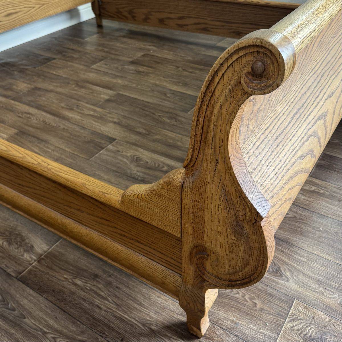 Vintage Carved Oak King Sleigh Bed - Oakwood Interiors Versailles Collection