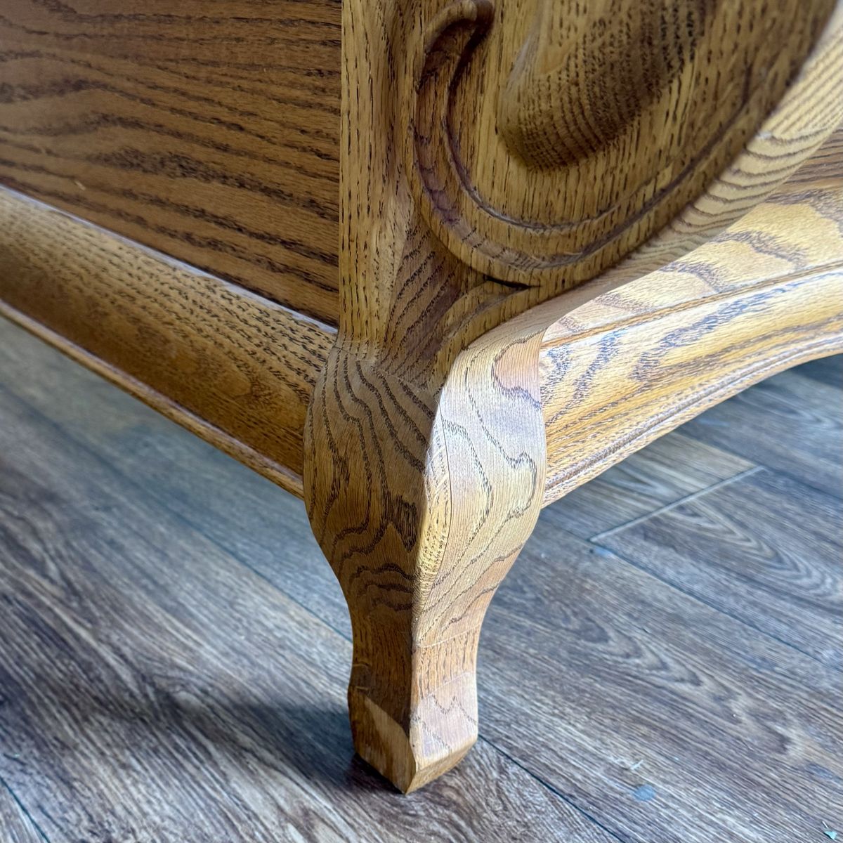 Vintage Carved Oak King Sleigh Bed - Oakwood Interiors Versailles Collection