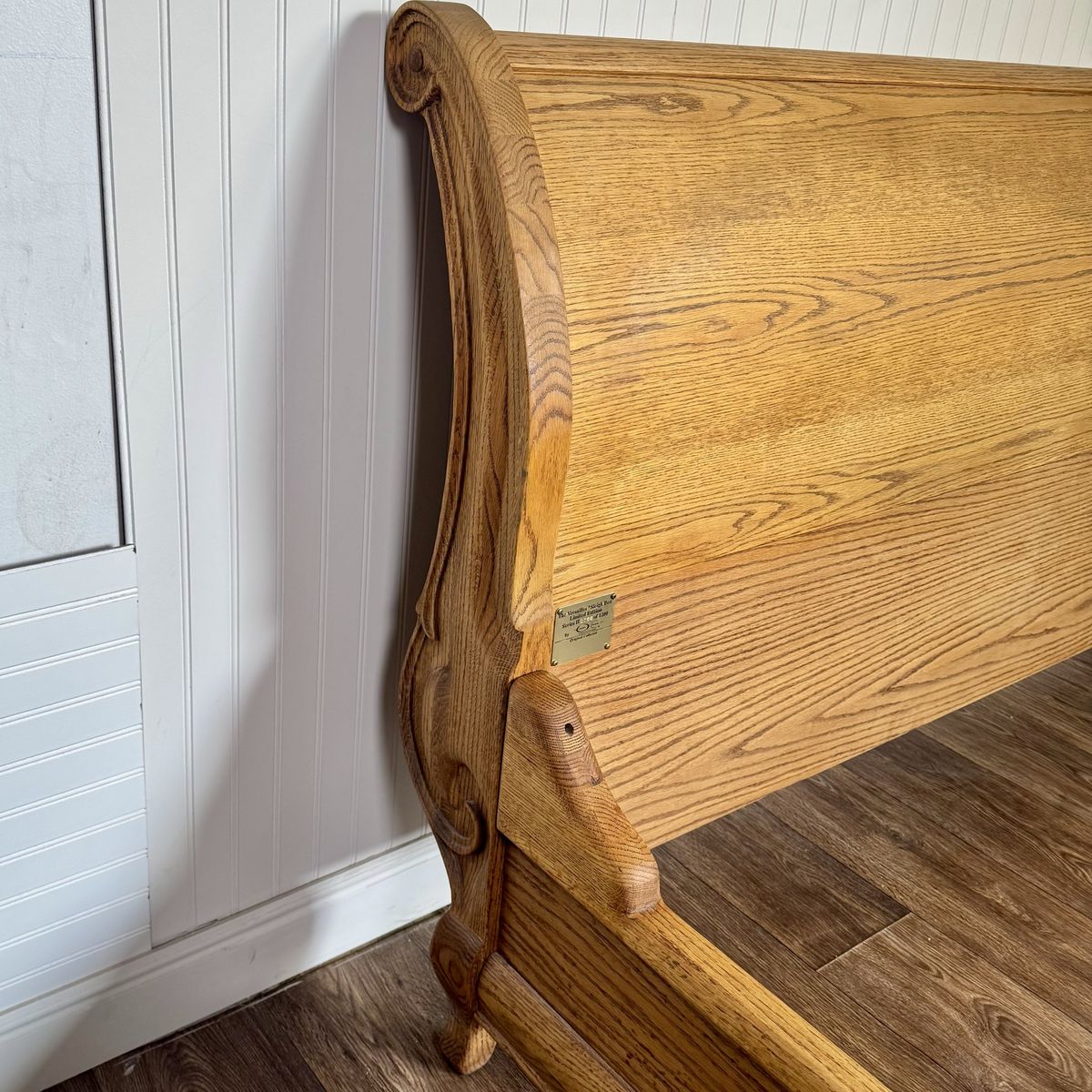 Vintage Carved Oak King Sleigh Bed - Oakwood Interiors Versailles Collection