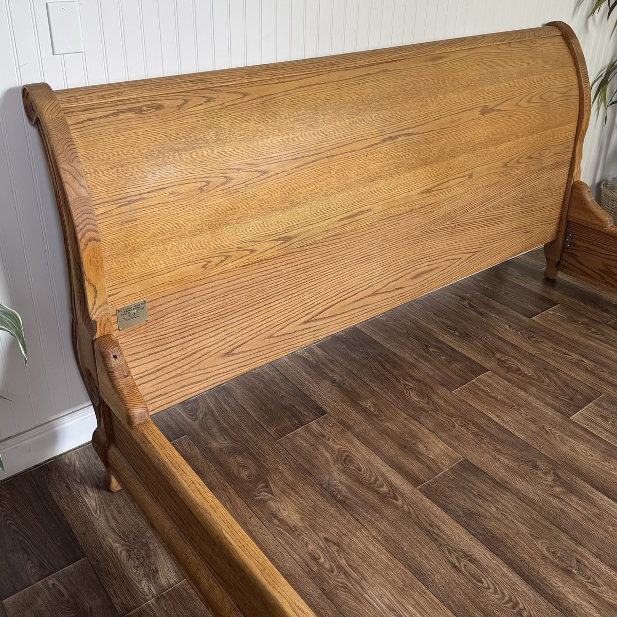 Vintage Carved Oak King Sleigh Bed - Oakwood Interiors Versailles Collection