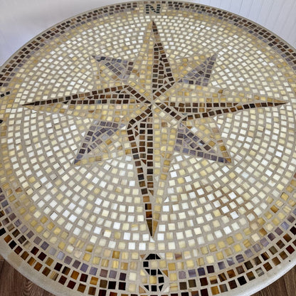 Vintage Compass Rose Mosaic Patio Bistro Table