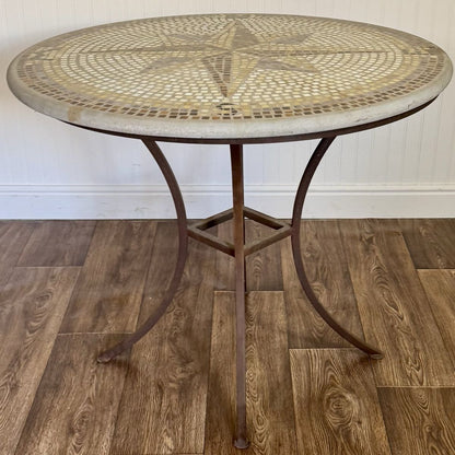 Vintage Compass Rose Mosaic Patio Bistro Table