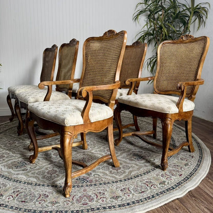6 Double-Caned French Provincial Dining Chairs