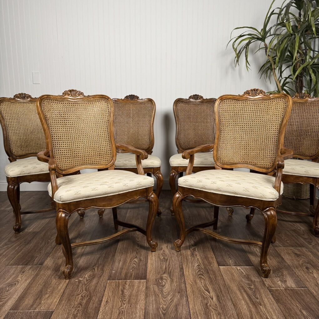 6 Double-Caned French Provincial Dining Chairs