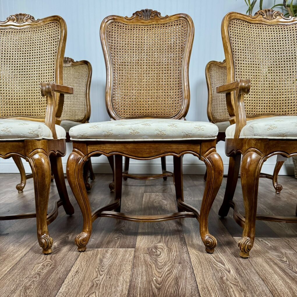 6 Double-Caned French Provincial Dining Chairs