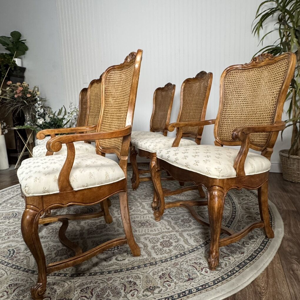 6 Double-Caned French Provincial Dining Chairs