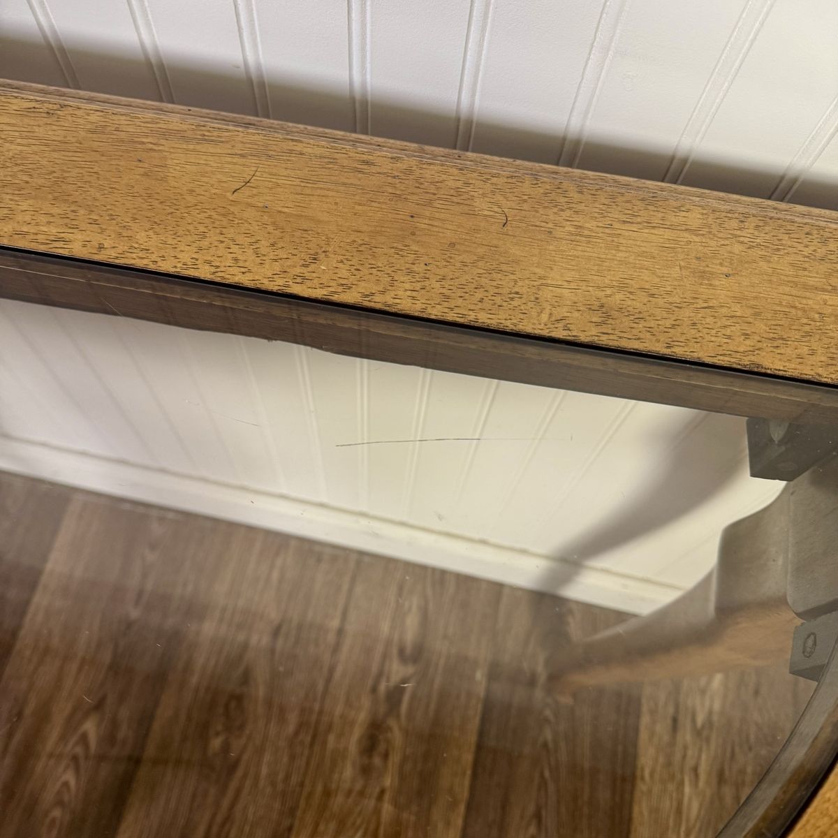 Vintage Demi-Lune Console Table w/ Glass Insets