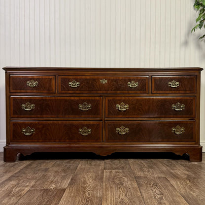 Vintage Drexel Heritage Chippendale Flame Mahogany Lowboy Dresser