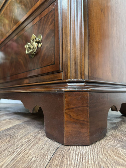 Vintage Drexel Heritage Chippendale Flame Mahogany Tall Chest / Dresser
