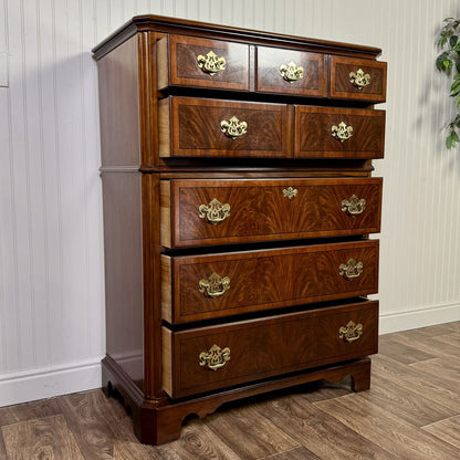Vintage Drexel Heritage Chippendale Flame Mahogany Tall Chest / Dresser