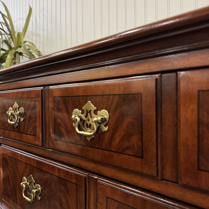 Vintage Drexel Heritage Chippendale Flame Mahogany Tall Chest / Dresser