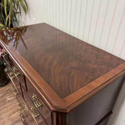 Vintage Drexel Heritage Chippendale Flame Mahogany Tall Chest / Dresser