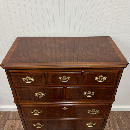Vintage Drexel Heritage Chippendale Flame Mahogany Tall Chest / Dresser