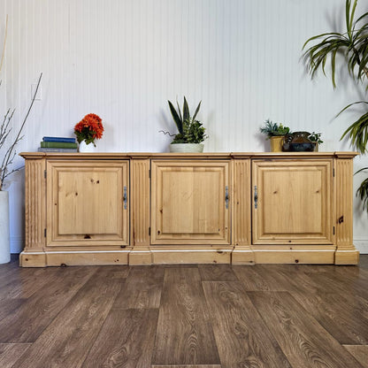 Vintage European Farmhouse Pine Sideboard / Media Console