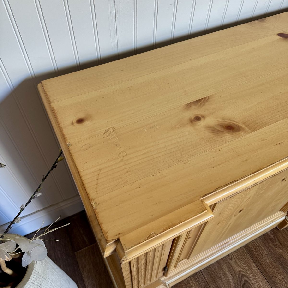 Vintage European Farmhouse Pine Sideboard / Media Console
