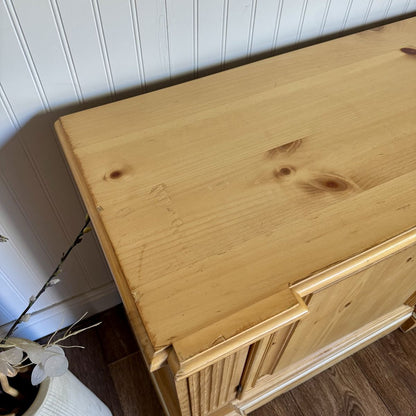 Vintage European Farmhouse Pine Sideboard / Media Console