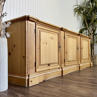 Vintage European Farmhouse Pine Sideboard / Media Console