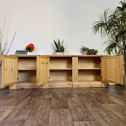 Vintage European Farmhouse Pine Sideboard / Media Console