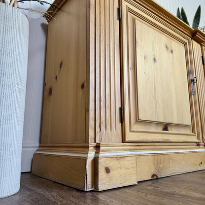 Vintage European Farmhouse Pine Sideboard / Media Console