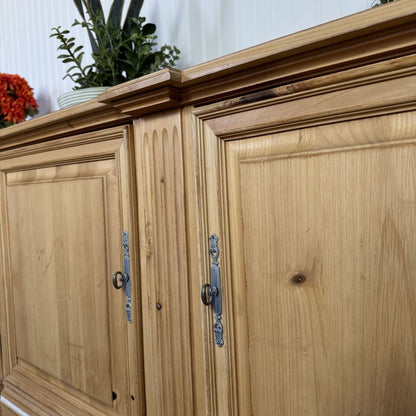 Vintage European Farmhouse Pine Sideboard / Media Console