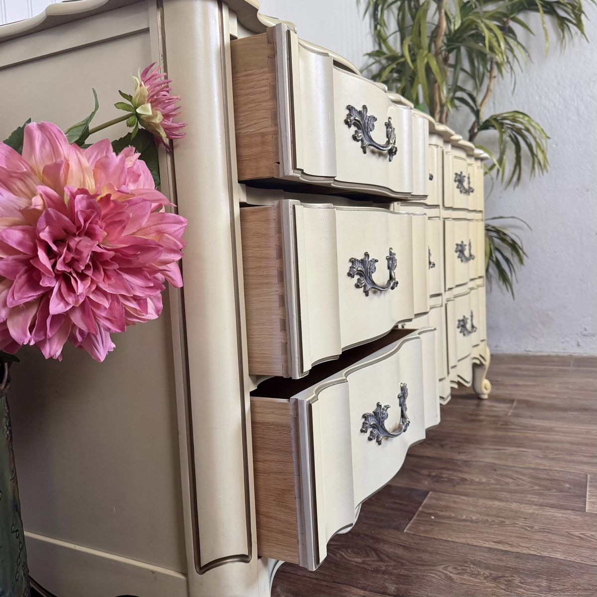 Vintage French Provincial 9-Drawer Lowboy Dresser – White Fine and Furniture