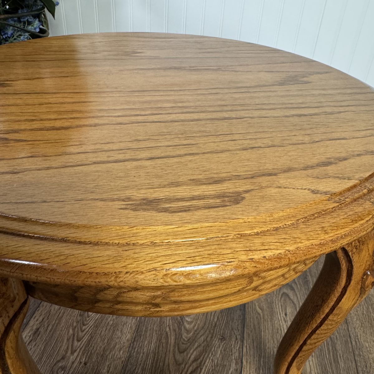 Vintage French Provincial Oak Carved Accent Table
