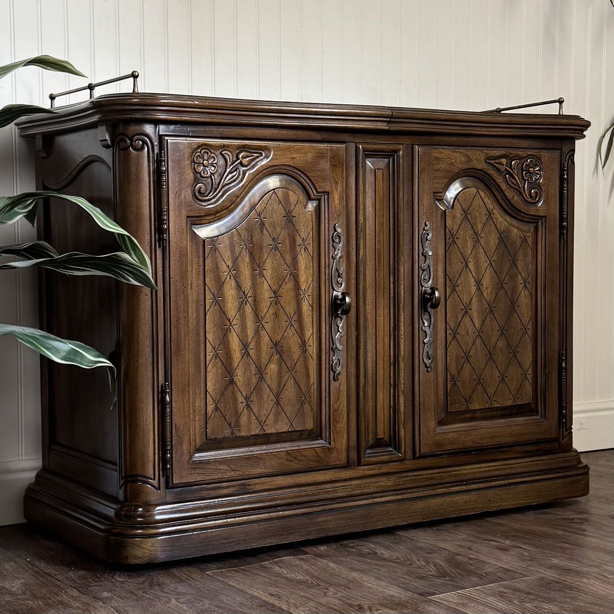 Vintage French Provincial Walnut Server / Bar Cabinet