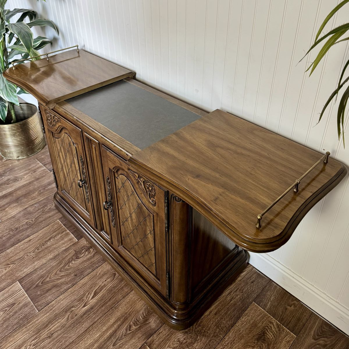 Vintage French Provincial Walnut Server / Bar Cabinet