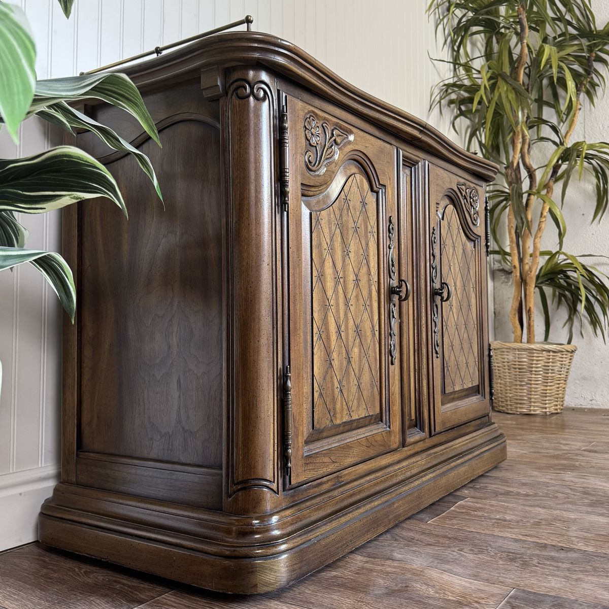 Vintage French Provincial Walnut Server / Bar Cabinet