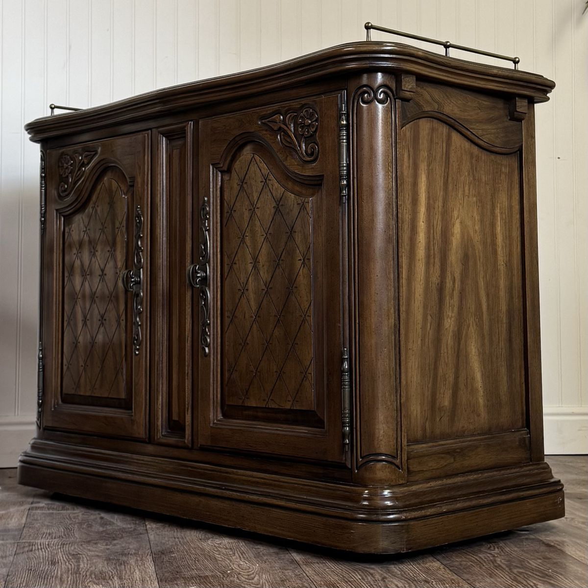 Vintage French Provincial Walnut Server / Bar Cabinet
