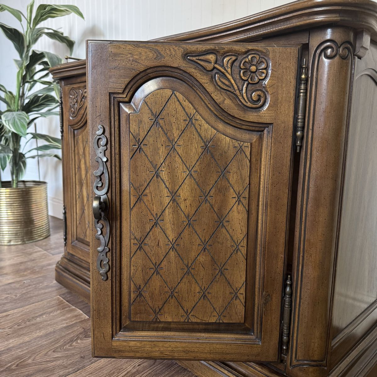 Vintage French Provincial Walnut Server / Bar Cabinet