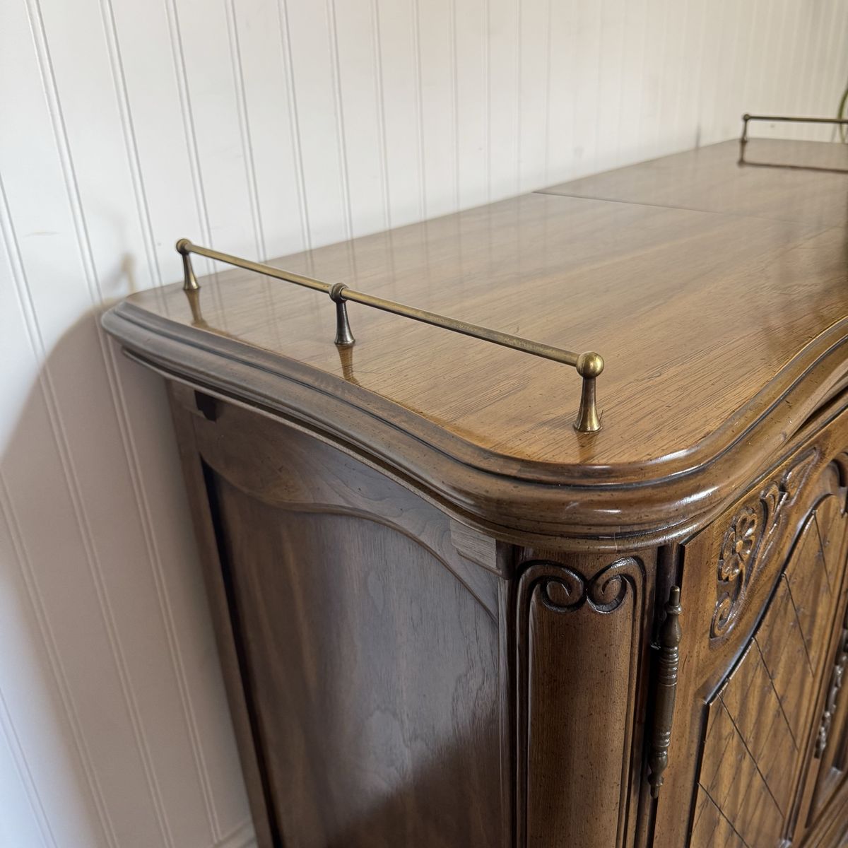 Vintage French Provincial Walnut Server / Bar Cabinet