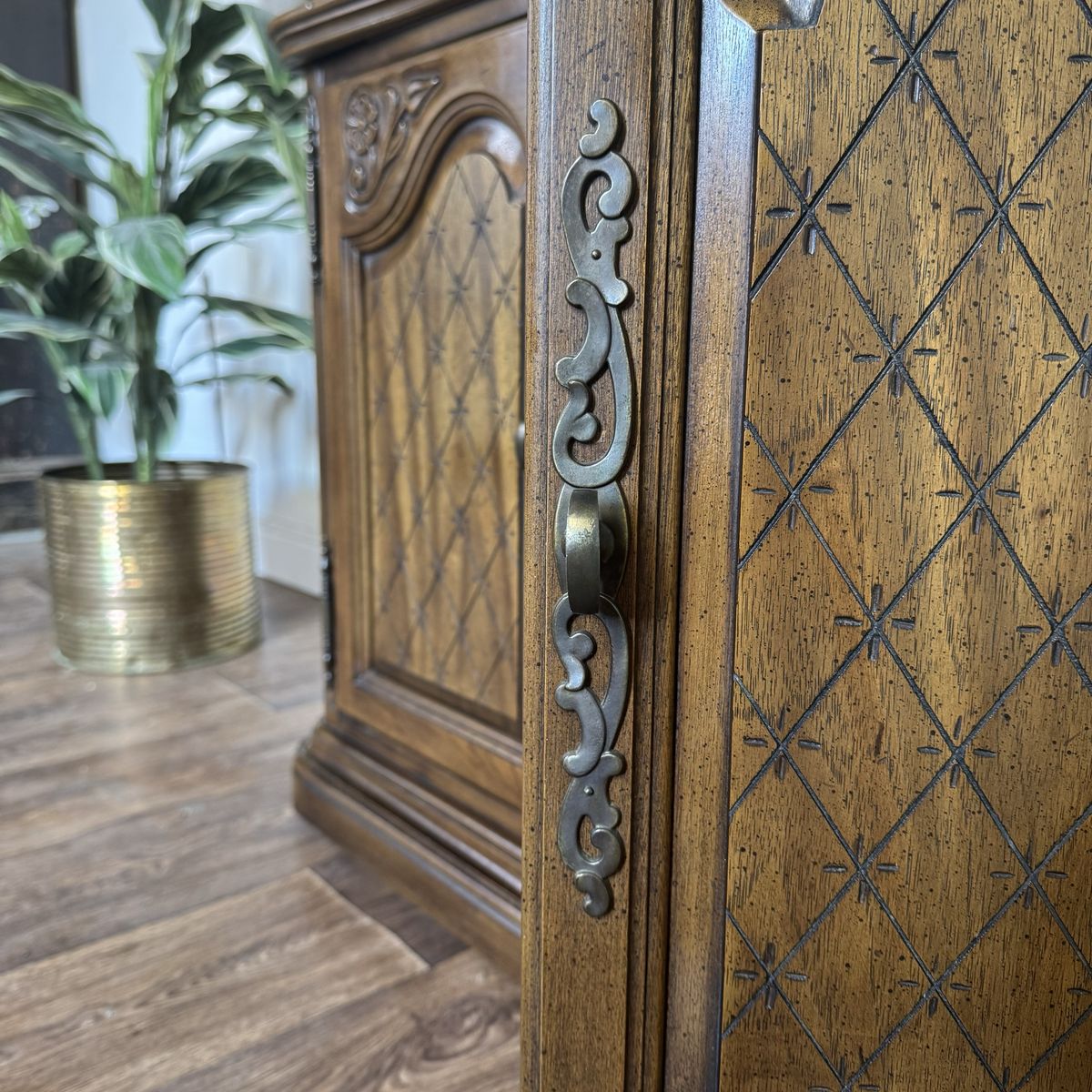 Vintage French Provincial Walnut Server / Bar Cabinet
