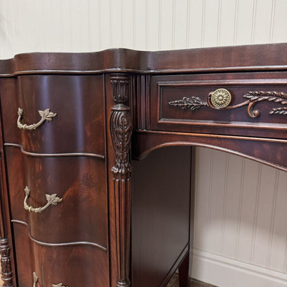 Vintage French Revival ca. 1930s Mahogany Serpentine Writing Desk / Vanity